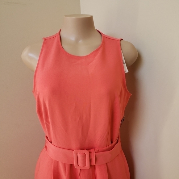 NEW YORK & CO. Peach Sleeveless Open Front Belted Dress - Picture 2 of 12